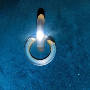 Alexis Bittar-Luminous Lucite Gold Dipped Hoop Earring- Clear